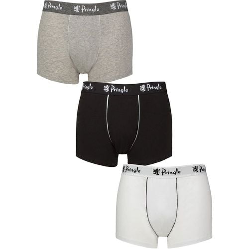 Mens 3 Pack Pringle Combed Cotton Trunks Black / Grey / White XL - SockShop - Modalova