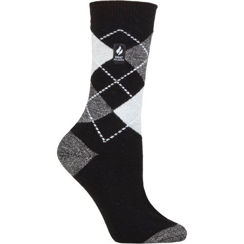 Women's 1 Pair SOCKSHOP 1.0 TOG Ultralite Striped, Argyle & Patterned Socks Valletta Argyle Black / Grey 4-8 Ladies - Heat Holders - Modalova