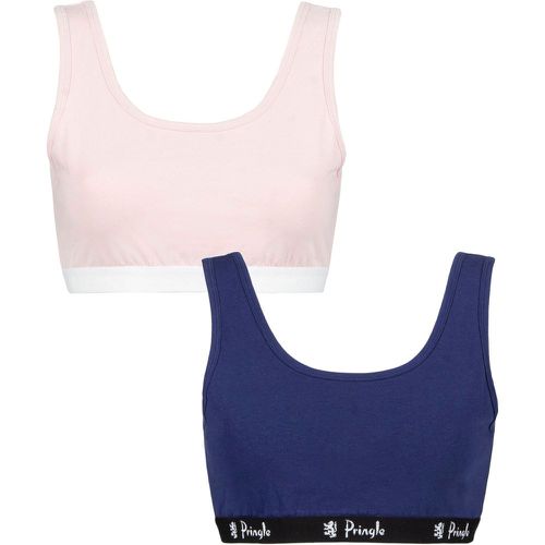 Ladies 2 Pack Smooth Silhouette Non-Wired Cotton Bralettes Pink / Navy M - Pringle - Modalova