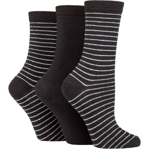 Ladies 3 Pair SOCKSHOP 100% Recycled Fine Stripe Cotton Socks 4-8 Ladies - TORE - Modalova