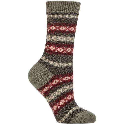 Women's 1 Pair Skye 85% Cashmere Traditional Fair Isle Socks Light Olive 4-7 Ladies - Pantherella - Modalova