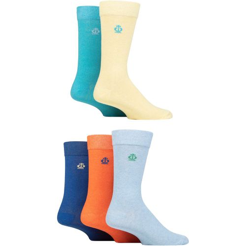 Mens 5 Pair Jeff Banks Plain Recycled Cotton Socks Yellow / Blue / Light Blue 7-11 - SockShop - Modalova