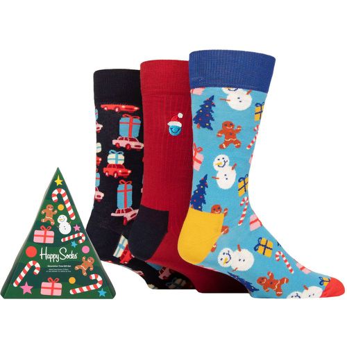 Mens and Ladies 3 Pair Decoration Time Gift Boxed Socks Multi 4-7 Unisex - Happy Socks - Modalova