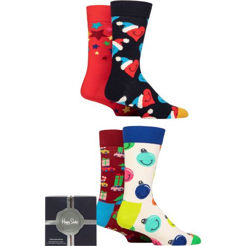 Mens and Ladies 4 Pair Holiday Vibes Gift Boxed Socks Multi 4-7 Unisex - Happy Socks - Modalova