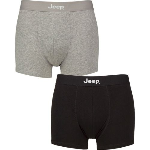 Pack Black / Grey Marl Cotton Plain Fitted Hipster Trunks Men's Extra Large - Jeep - Modalova