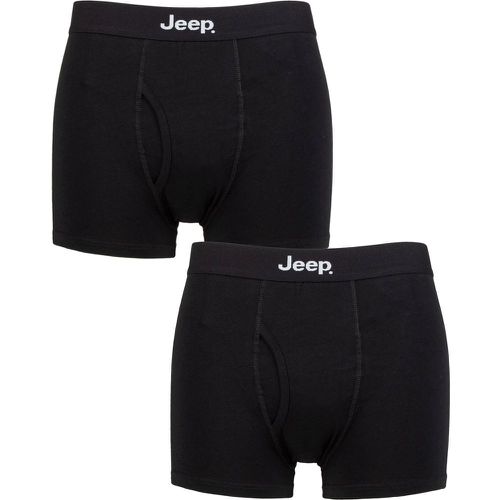 Mens 2 Pack Cotton Plain Fitted Key Hole Trunk Boxer Shorts / XL - Jeep - Modalova
