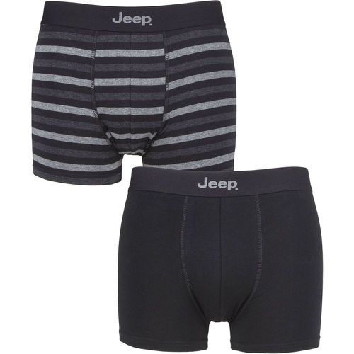 Mens 2 Pack Plain and Striped Fitted Trunks / Charcoal Large - Jeep - Modalova