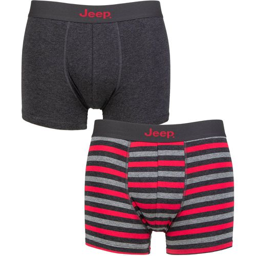 Mens 2 Pack Plain and Striped Fitted Trunks Charcoal / Berry S - Jeep - Modalova