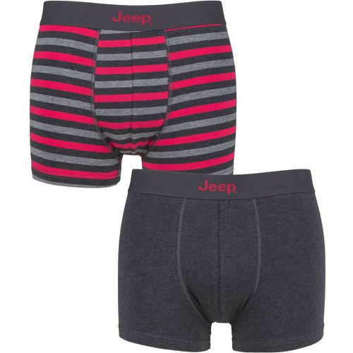 Mens 2 Pack Plain and Striped Fitted Trunks Charcoal / Berry Medium - Jeep - Modalova