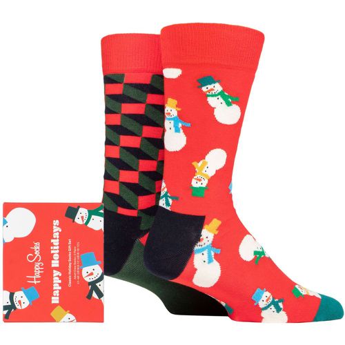 Mens and Ladies 2 Pair Snowman Gift Boxed Socks Multi 4-7 Unisex - Happy Socks - Modalova