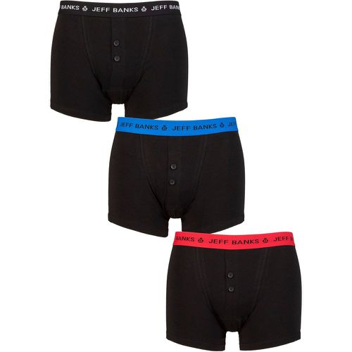 Mens 3 Pack Marlow Buttoned Boxer Shorts Red / Blue / M - Jeff Banks - Modalova