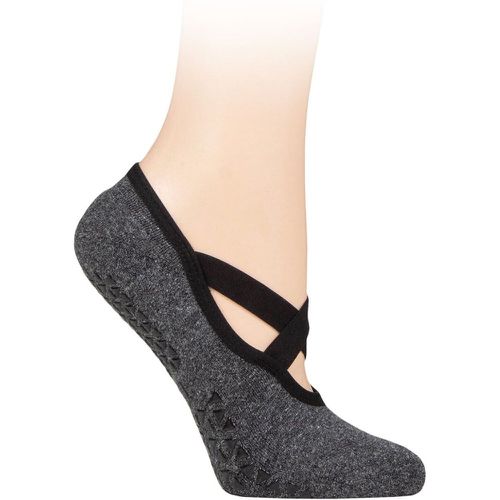 Ladies 1 Pair Full Toe Organic Cotton Chloe Ballet Slippers Socks with Grip Shadow M - Tavi Noir - Modalova