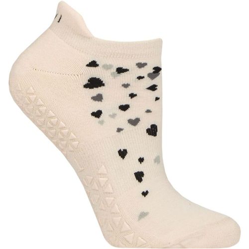 Women's 1 Pair Savvy Organic Cotton Low Rise Yoga Socks with Grip Heart To Heart 6-8.5 Ladies - Tavi Noir - Modalova