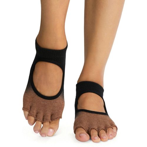 Ladies 1 Pair ToeSox Bella Half Toe Organic Cotton Open Front Yoga Socks Clove Ombre 3-5.5 Ladies - SockShop - Modalova