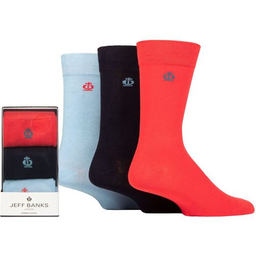 Mens 3 Pair Gift Boxed Bamboo Socks Red / Navy / Light Blue 7-11 - Jeff Banks - Modalova