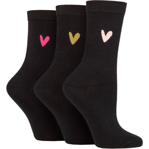 Ladies 3 Pair Patterned Cotton Socks Heart 4-8 Ladies - Caroline Gardner - Modalova
