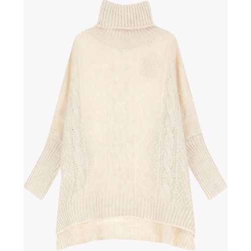 Maglione lungo a collo alto con trecce - Please - Modalova