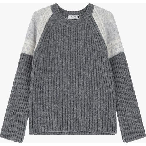 Pullover a girocollo colorblock con ricami - Please - Modalova