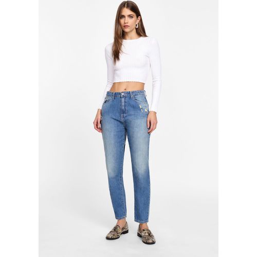 Jeans mom-fit a vita media con rotture - Please - Modalova