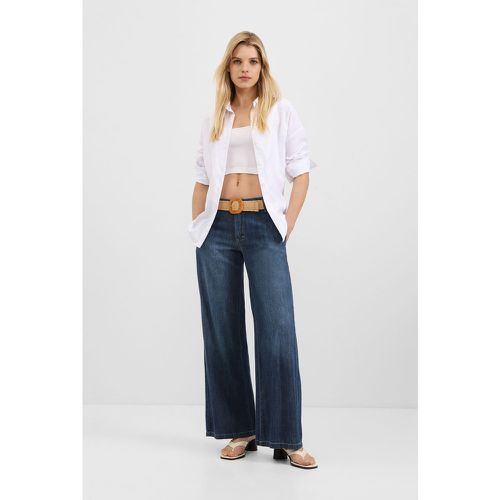 Jeans a palazzo effetto délavé in cotone con cintura - Please - Modalova