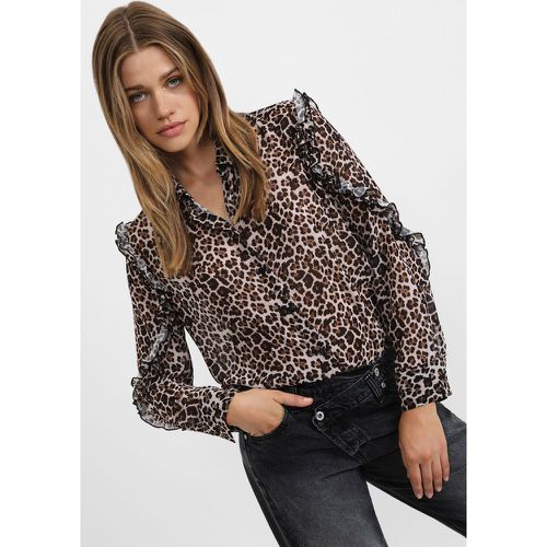 Camicia con fantasia animalier e rouches - Please - Modalova