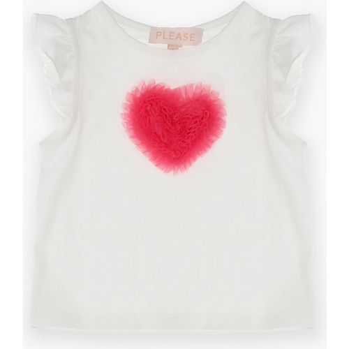 Maglia baby in puro cotone monocolour con stampa cuore - Please - Modalova