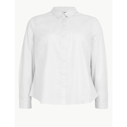 CURVE Cotton Rich Fitted Long Sleeve Shirt - Marks & Spencer - Modalova
