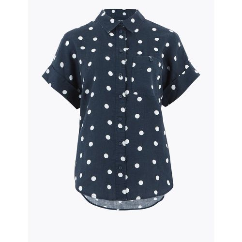 Pure Linen Polka Dot Shirt navy - Marks & Spencer - Modalova