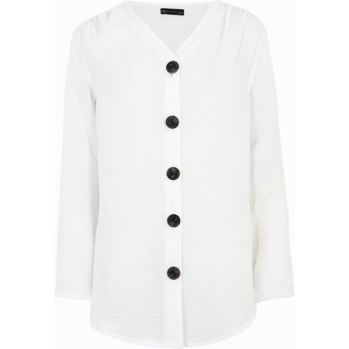 V-Neck Button Detail Long Sleeve Tunic cream - Marks & Spencer - Modalova