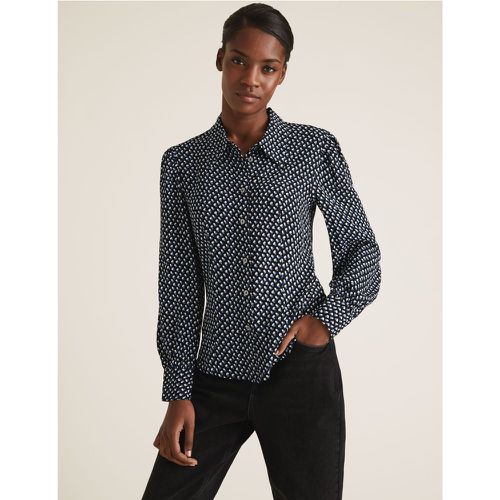 Geometric Fitted Long Sleeve Shirt black - Marks & Spencer - Modalova