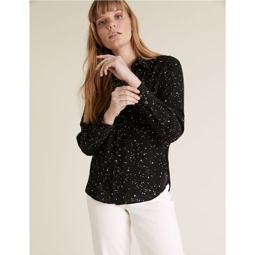 Printed Collared Long Sleeve Shirt black - Marks & Spencer - Modalova