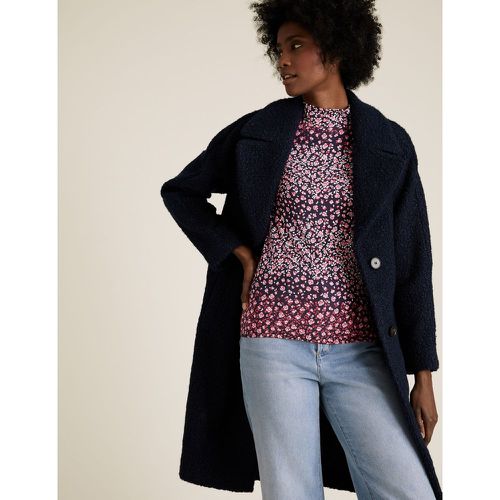 Cotton Floral Funnel Neck Fitted Top navy - Marks & Spencer - Modalova
