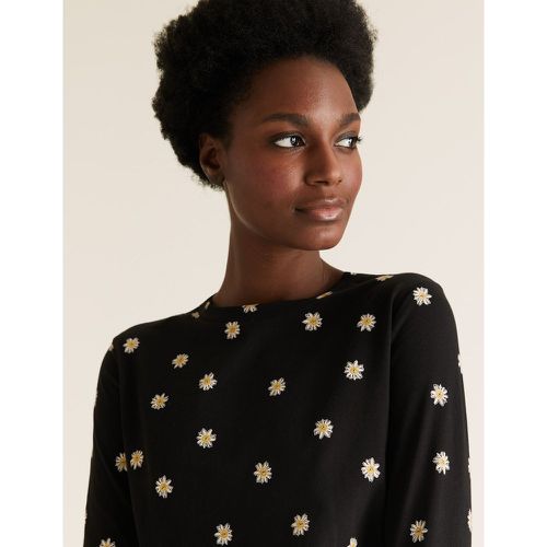 Pure Cotton Floral Straight Fit Top black - Marks & Spencer - Modalova
