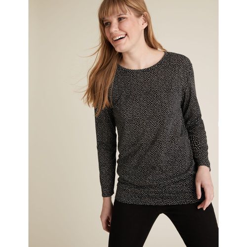 Polka Dot Relaxed Long Sleeve Longline Top black - Marks & Spencer - Modalova