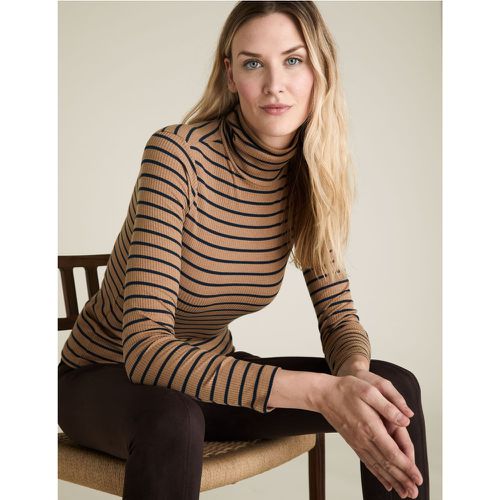 Striped Ribbed Roll Neck Long Sleeve Top brown - Marks & Spencer - Modalova