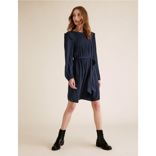 Pintuck Belted Knee Length Dress - Marks & Spencer - Modalova