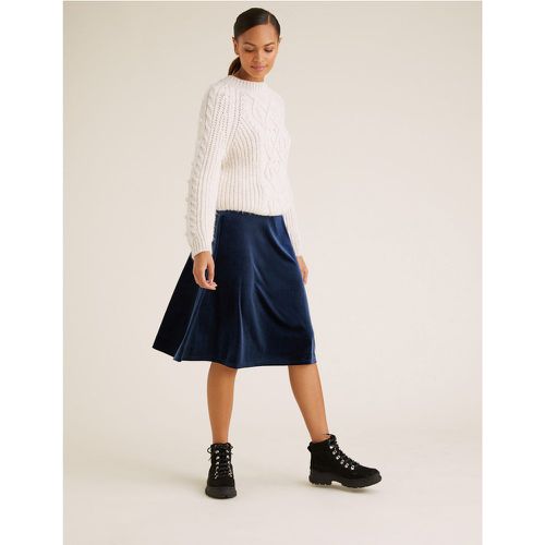 Velvet Midi Skater Skirt navy - Marks & Spencer - Modalova