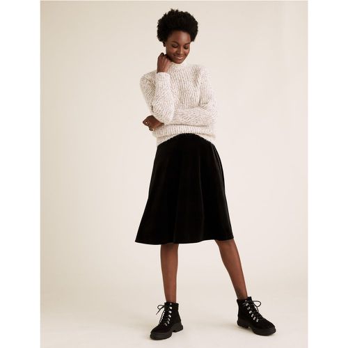 Velvet Midi Skater Skirt black - Marks & Spencer - Modalova