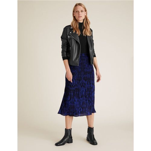 Snake Print Plisse Midi Straight Skirt blue - Marks & Spencer - Modalova