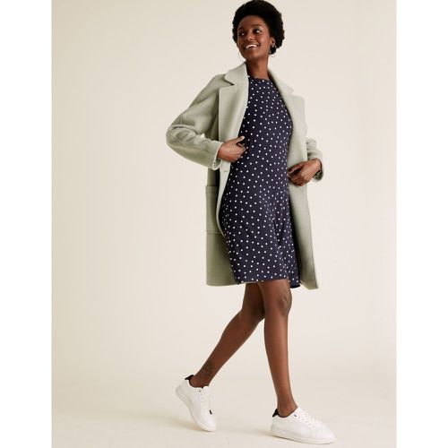 Jersey Polka Dot Puff Sleeve Swing Dress navy - Marks & Spencer - Modalova