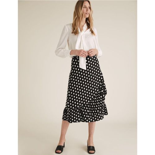Jersey Polka Dot Ruffle Midi Wrap Skirt black - Marks & Spencer - Modalova
