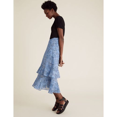 Star Print Ruffle Midi Tiered Skirt blue - Marks & Spencer - Modalova