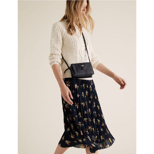 Floral Pleated Midi Skirt navy - Marks & Spencer - Modalova