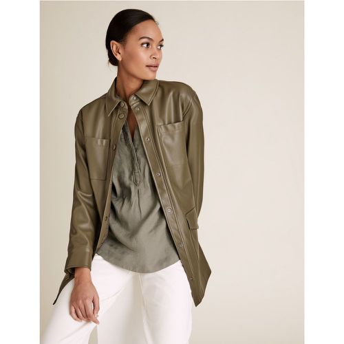 Faux Leather Belted Jacket green - Marks & Spencer - Modalova