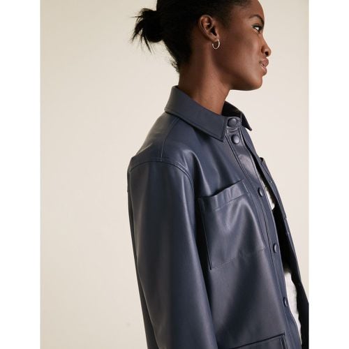 Faux Leather Belted Jacket navy - Marks & Spencer - Modalova