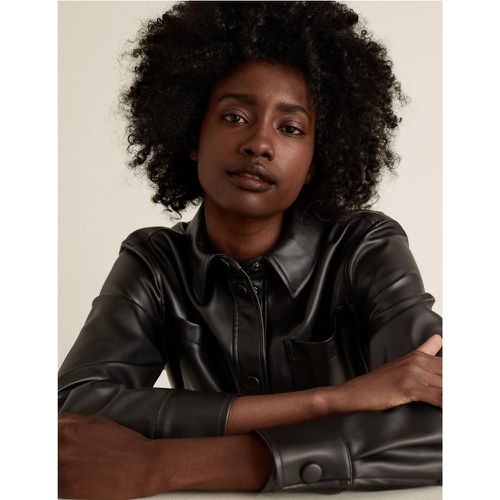 Faux Leather Belted Jacket black - Marks & Spencer - Modalova