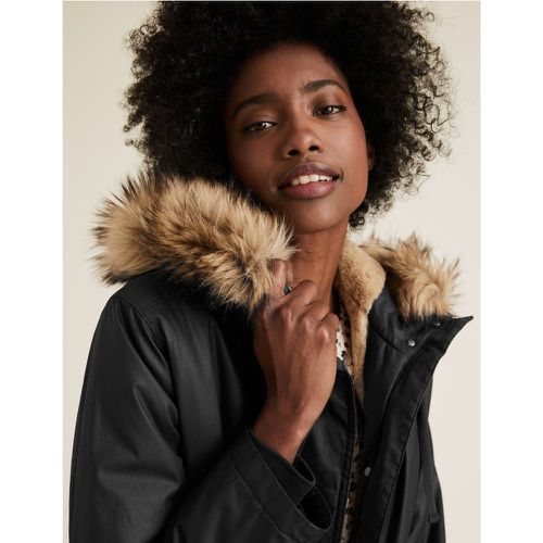 Waxed Faux Fur Lined Parka Coat - Marks & Spencer - Modalova