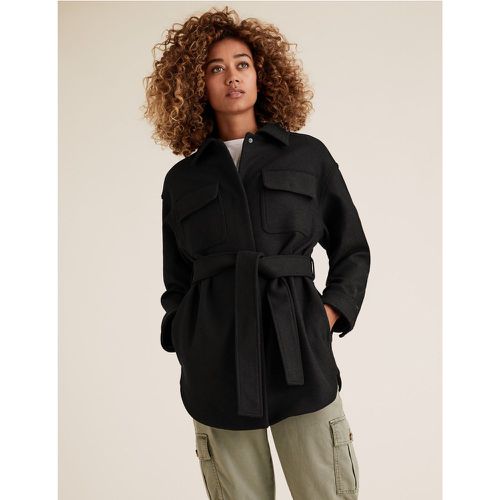 Belted Utility Jacket with Wool - Marks & Spencer - Modalova