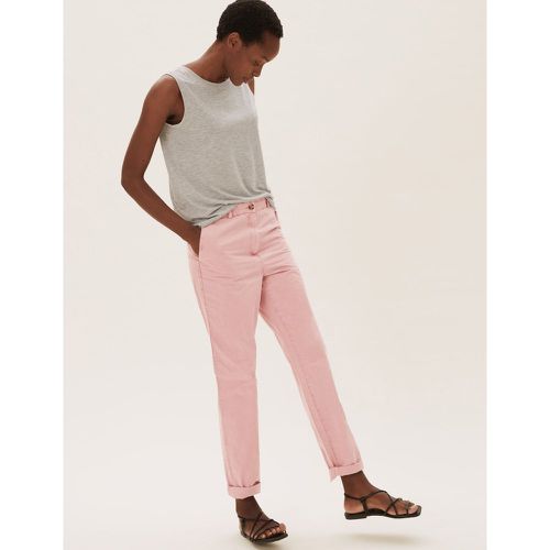 Pure Cotton Tapered Ankle Grazer Chinos pink - Marks & Spencer - Modalova