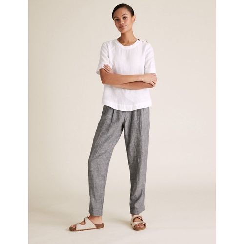 Pure Linen Tapered Ankle Grazer Trousers grey - Marks & Spencer - Modalova
